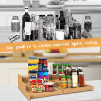 Bamboo Expandable 3-Tier Kitchen Spice Rack Organizer