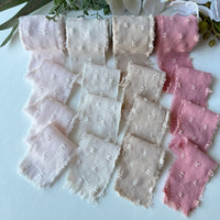 Ice Silk Jacquard Frayed Edge Ribbon with Pom-Poms for Hair Accessories and Crafts