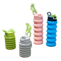 Collapsible Silicone Outdoor Sports Water Bottle with Fish Mouth Lid - 500ml Portable & Retractable