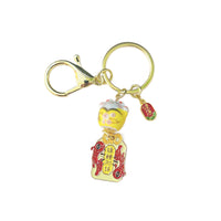 Lucky Cat Ceramic Keychain Japanese Omamori Charm Cartoon Metal Bag Pendant Couple Gift
