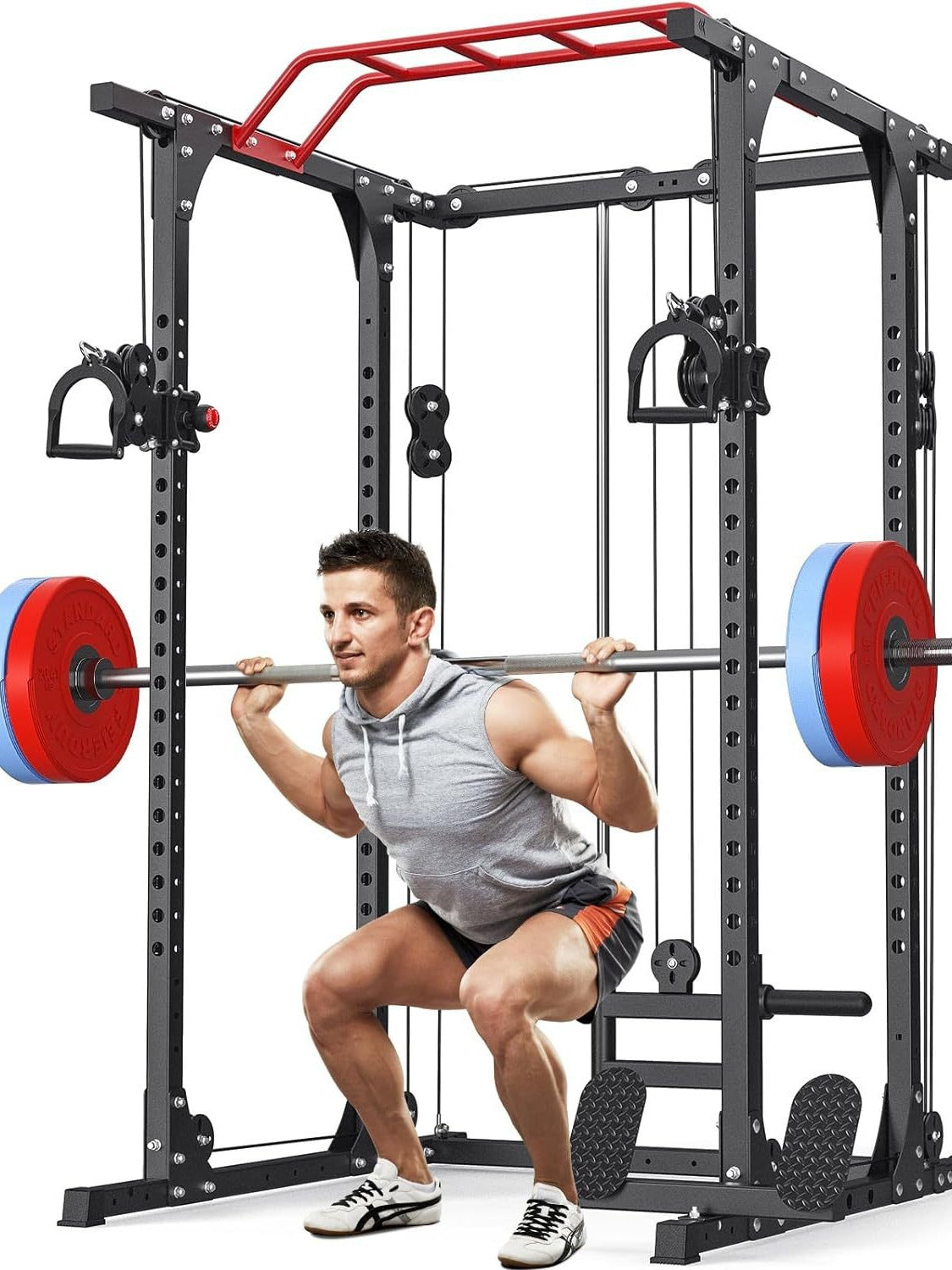 Multi-functional Home Gym Smith Machine Squat Rack with Lat Pulldown