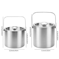 Double-Layer Insulated 304 Stainless Steel Ice Bucket with Lid and Tongs, Portable Handle, for Bar and Parties