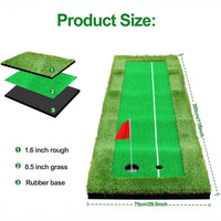 Portable Foldable Golf Practice Mat for Indoor and Outdoor Swing Training, Thick Long-Grass Turf