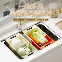 Retractable Dish Drying Rack Over Sink, Expandable Colander Basket for Kitchen, Fruit Vegetable Drainer