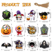 Halloween Party Hanging Decorations - Double-Sided Cards with Rope