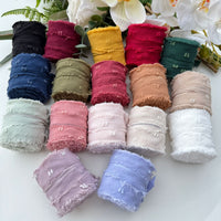 Ice Silk Jacquard Frayed Edge Ribbon with Pom-Poms for Hair Accessories and Crafts