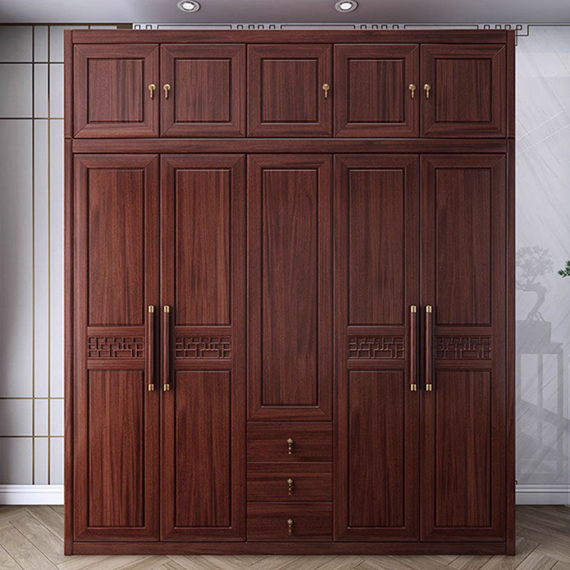 New Chinese Style Wenge Wood Wardrobe Solid Wood Home Bedroom Storage Cabinet High-End Light Luxury Large and Small Apartment Storage Armoire