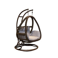 Outdoor Wicker Swing Chair with Stand, Rattan Hanging Basket Chair for Patio Balcony Yard, Double/Single Seater Hammock Rocking Chair