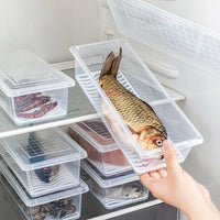 Japanese-Style Refrigerator Food Storage Container with Drain Tray and Lid for Meat and Produce