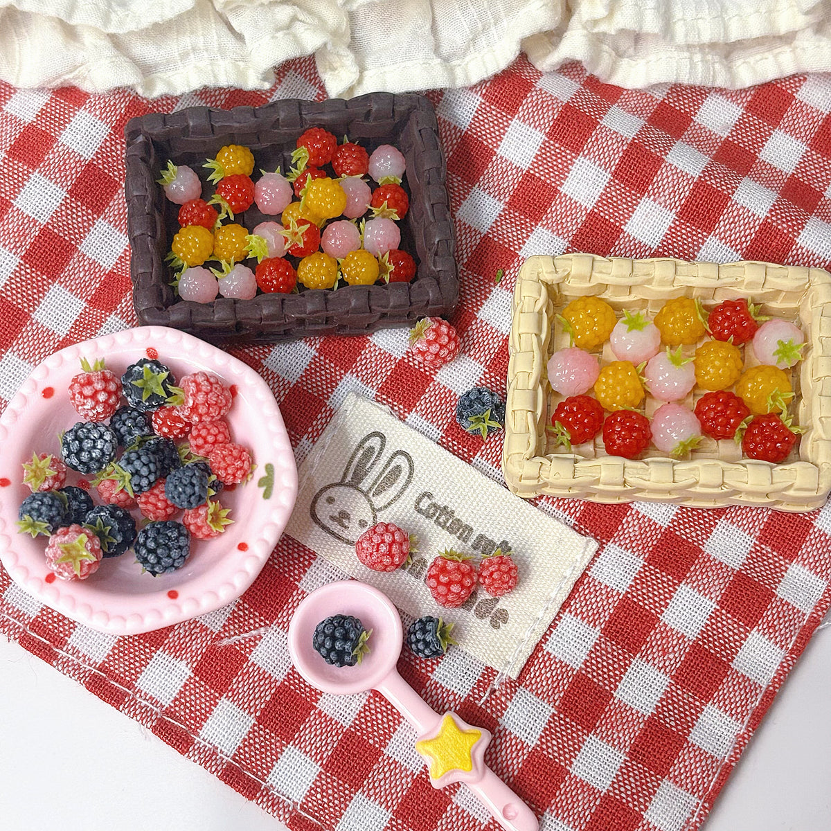 Miniature Clay Raspberry Decorations for Dollhouse & Cake Decor
