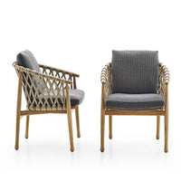 Nordic Outdoor Teak Rope Woven Dining Set for Patio Garden Villa