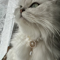 Pet Cat Dog Vintage Pearl Collar Necklace for Devon Rex Russian Blue