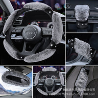 Cute Korean Style Car Interior Decor Set for Women - Handbrake Cover, Gear Shift Cover, Seatbelt Pads