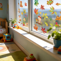 Thanksgiving Autumn Leaves Window Clings, Static Cling Glass Decals for Cabinets, Removable & Glue-Free