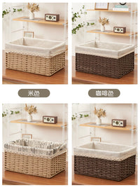 Handwoven Wicker Storage Basket with Lid for Laundry, Toys, and Sundries