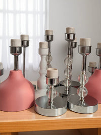 E27 White Painted Metal Straight Rod Table Lamp Base with Touch Control