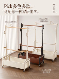 Wooden Freestanding Garment Rack with Shelf for Bedroom and Entryway