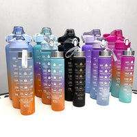 Matte Gradient Large Capacity Plastic Water Bottle Set with Straw for Sports and Travel
