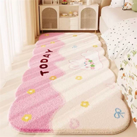 Cartoon Dog Birthday Fluffy Area Rug for Kids Room, Bedroom, Living Room - Machine Washable Faux Cashmere Floor Mat