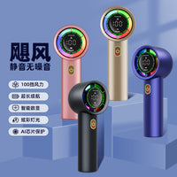 Jisu USB Rechargeable Handheld Turbo Fan with Digital Display, Brushless Motor, Quiet Operation, and Ice Compress Function