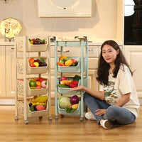 Multi-layer Rolling Kitchen Storage Cart with Baskets for Fruits and Vegetables