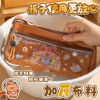 Capybara Large Capacity Transparent Pencil Case for Students, Cute Cartoon Stationery Box, Waterproof
