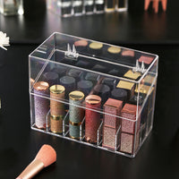 Clear Acrylic Lipstick Organizer with Dustproof Lid, Desktop Storage for Lip Gloss and Cosmetics