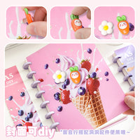 A5 Mushroom Hole Loose-Leaf Notebook with Decorative DIY Cover, Thickened Journal with Lined Pages, 80 Sheets