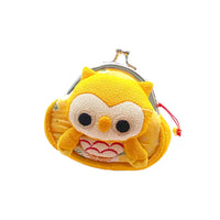 Japanese Style Silk Owl & Lucky Cat Coin Purse with Keychain