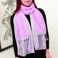 Women's Korean Style Solid Color Double-Layer Plush Scarf for Winter