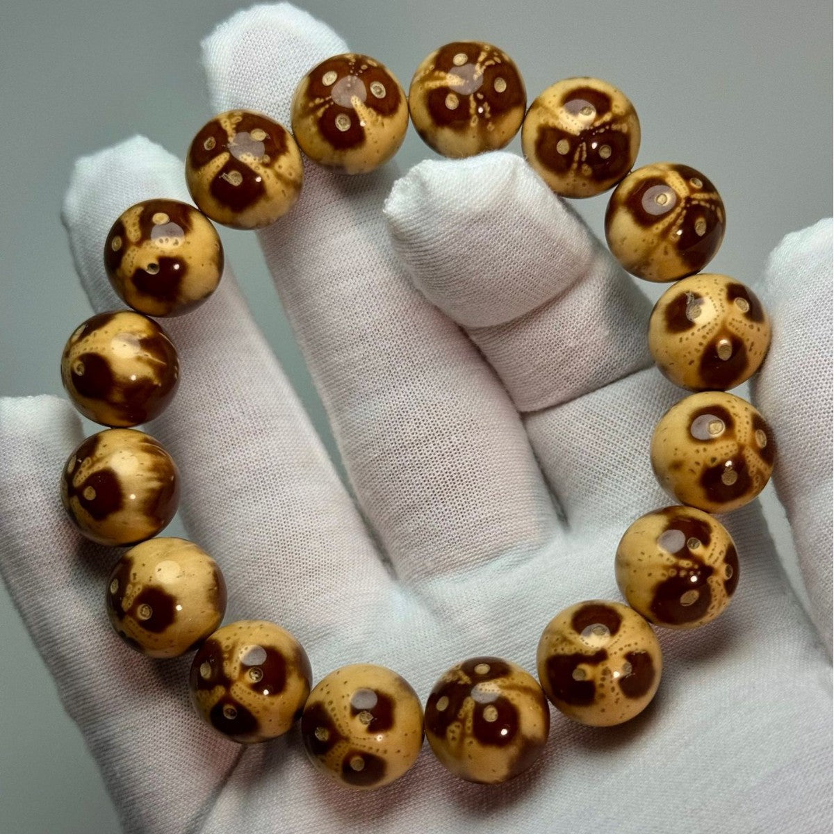 Premium Purple Gold Rat Bodhi Seed Bracelet with Panda Face Carving