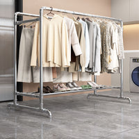 Stainless Steel Garment Rack with Wheels, Single Rod, Adjustable Height