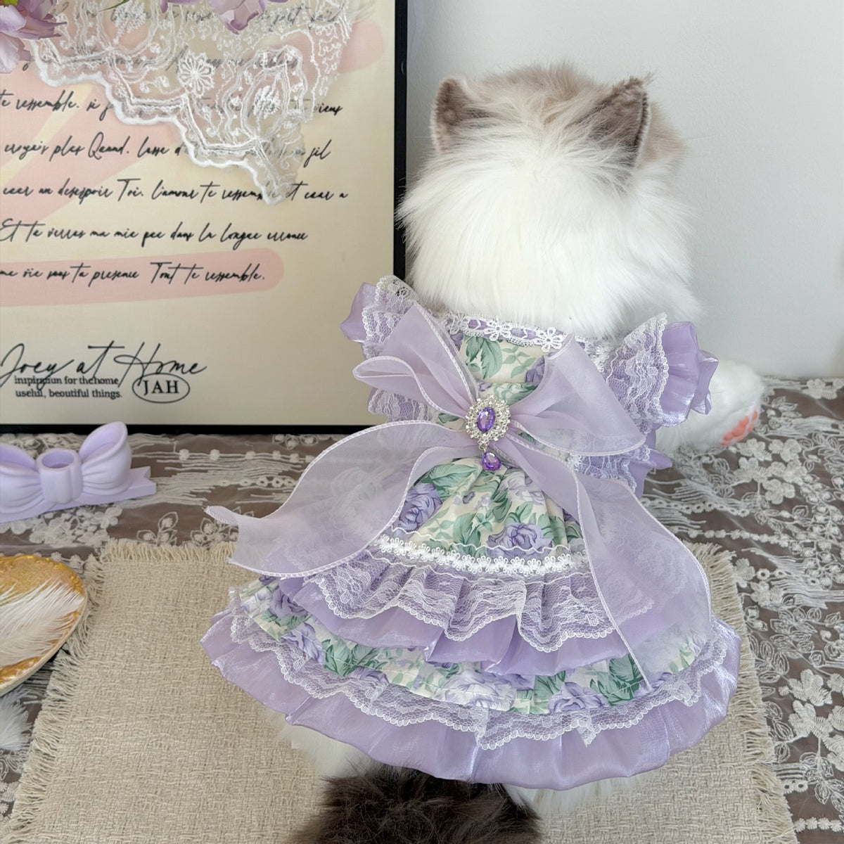 Pet Purple Rose Romantic Sling Dress for Cats and Dogs