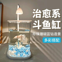 Mini Betta Fish Tank with LED Light, Desktop Aquarium for Office Home Decor