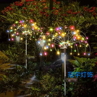 Solar LED Dandelion Firework Garden Stake Lights Outdoor Waterproof Copper Wire Fairy String Lights