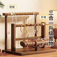 Solid Wood Multi-Layer Jewelry Display Stand for Bracelets Necklaces and Accessories