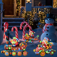 3D Luminous Christmas Santa Snowman Yard Stake Garden Holiday Party Decoration