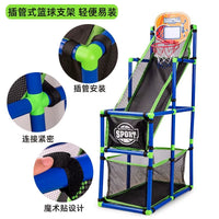 Kids' Indoor Portable Basketball Hoop Toy with Adjustable Stand and Ball Launcher for Training & Play