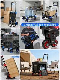 Shunhe Foldable Mute Hand Truck Portable Flatbed Cart with Storage Bins for Home Moving