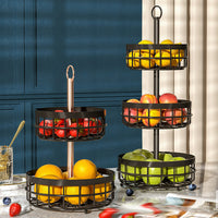 Nordic Style 2/3-Tier Iron Fruit Basket Snack Storage Rack for Living Room Coffee Table