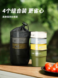 Outdoor Camping Coffee Tea Cup Set with Kettle - Stainless Steel Portable Picnic Water Cups