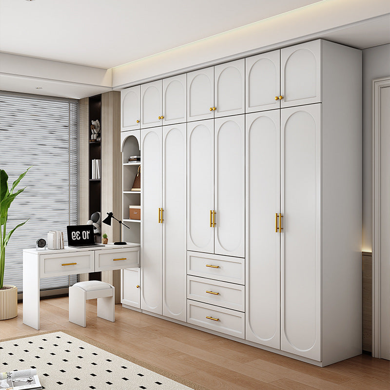 French Style Wardrobe with Dressing Table and Desk Combination, Modern Minimalist Home Bedroom Corner Closet