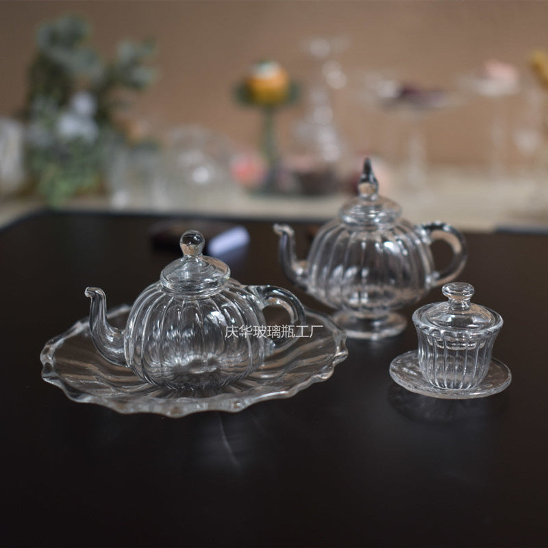 1:12 Dollhouse Miniature Glass Teapot and Coffee Cup Set
