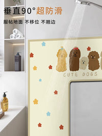 Cartoon L-Shaped Diatomaceous Earth Bath Mat for Bathroom Entrance and Vanity, Non-Slip, Quick-Drying, Super Absorbent