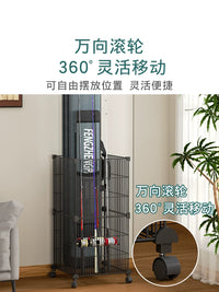 Fishing Rod and Golf Club Storage Rack with Wheels