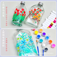 Kids' DIY Hand-Painted Glass Bottle Craft Kit - Lucky Star Jar, Creative Drawing Vase Material Pack