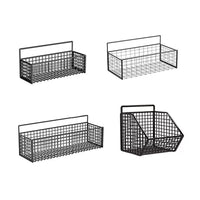 Pegboard Storage Basket Wall-Mounted Organizer for Bathroom & Vanity, No-Drill Iron Grid Basket