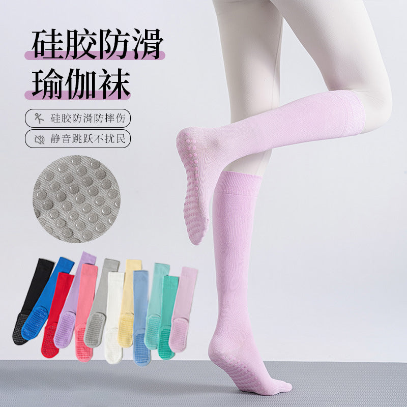 Women's Non-Slip Yoga Pilates Barre Socks Cotton Over-Calf Leg Warmer Socks