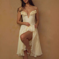 Women's Christmas Floral Deep V-Neck Midi Evening Dress