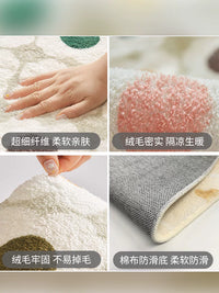Luxury Ice Silk Round Living Room Rug Non-Slip Mute Bedroom Mat Washable